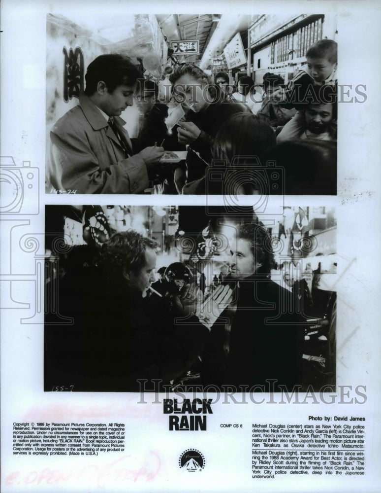 1989 Press Photo Paramount presents Black Rain with Michael Douglas and Andy - Historic Images