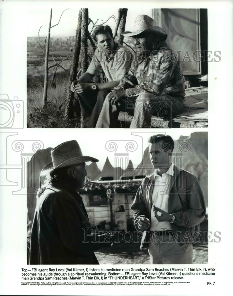 1993 Press Photo Val Kilmer, Marvin T. Thin Elk in Thunderheart - cvp63582- Historic Images