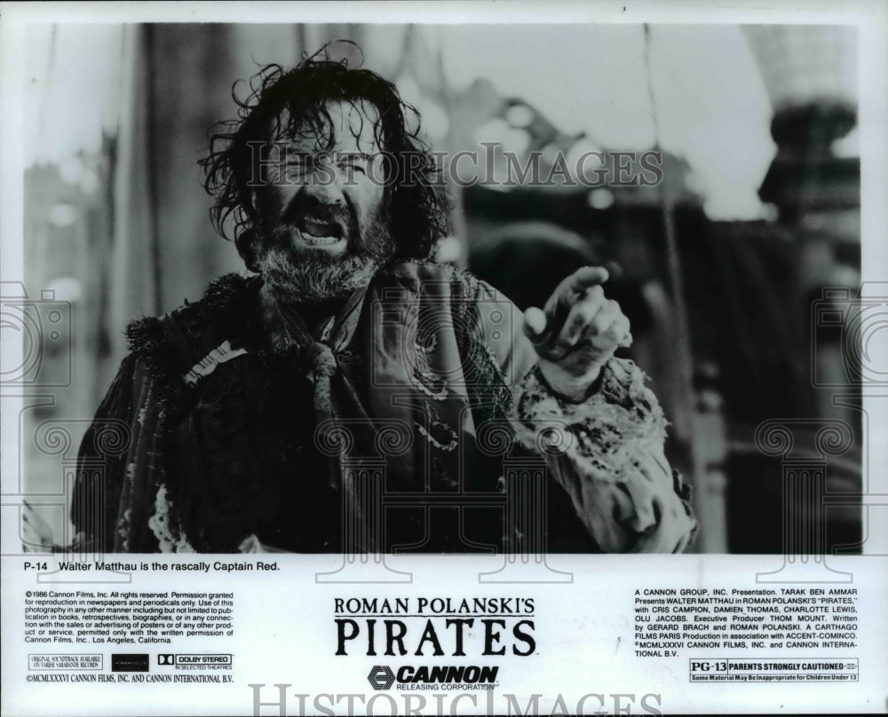 1986 Press Photo Walter Matthau stars as Captain Red in Pirates - cvp63645- Historic Images