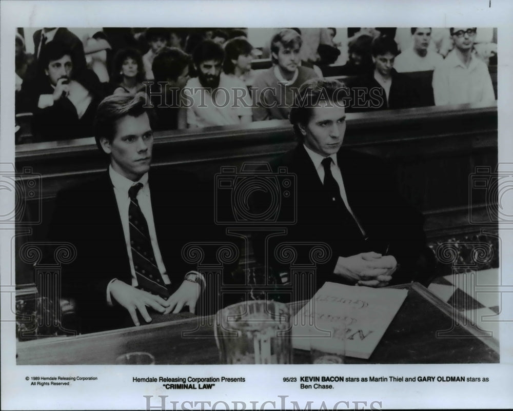 1989 Press Photo Criminal Law Kevin Bacon Gary Oldman - cvp63966 - Historic Images