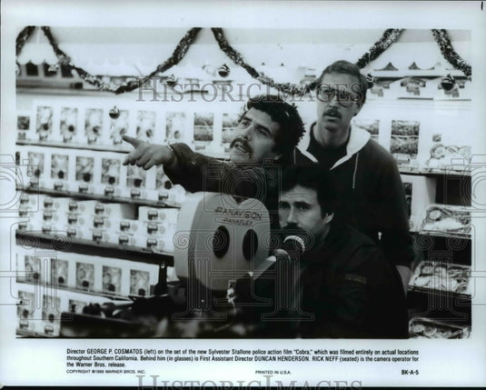 1986, Director George P. Cosmatos, Asst Dir Duncan Henderson of Cobra - Historic Images