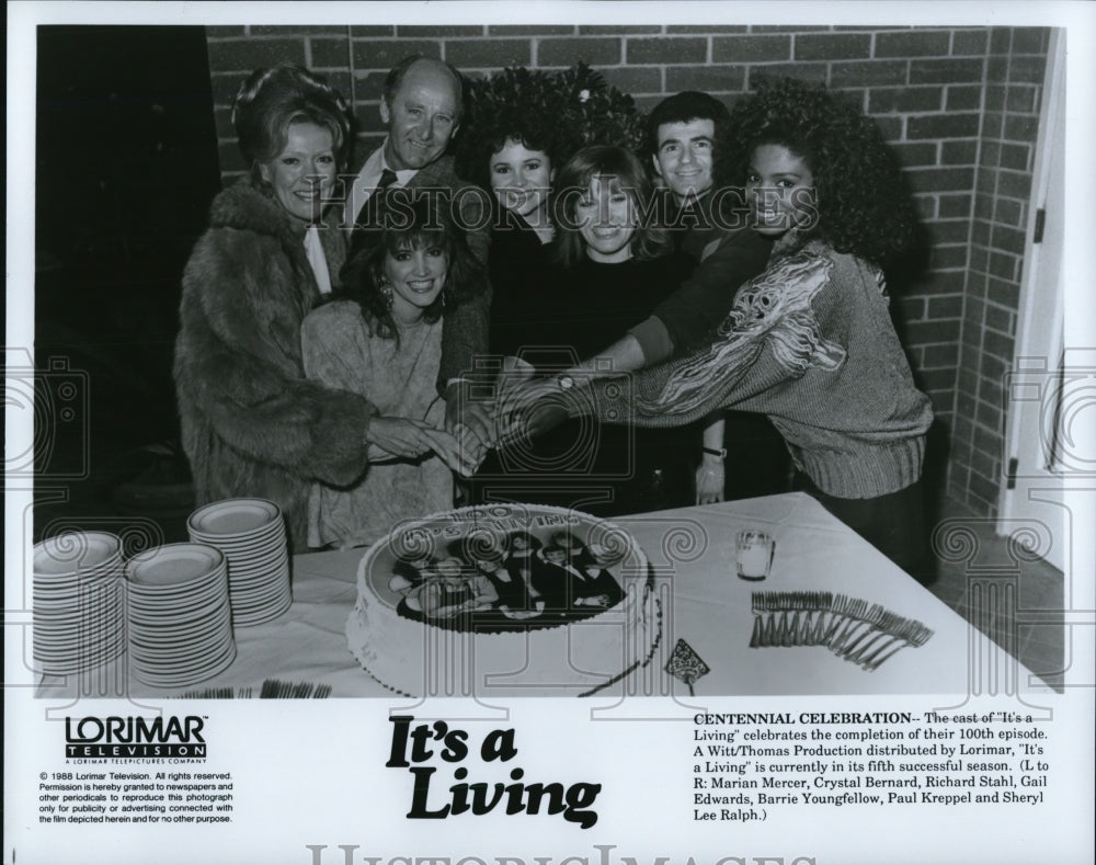 1988 Press Photo Marian Mercer, Crystal Bernard, Richard Stahl in It's A Living- Historic Images