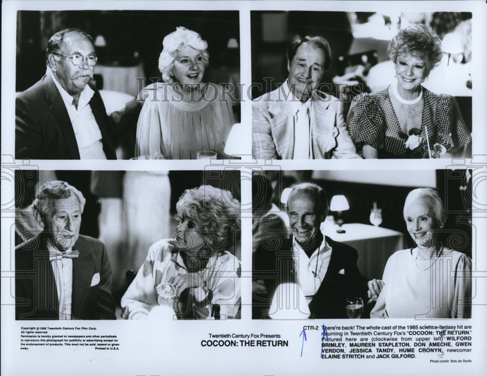 1988 Press Photo Hume Cronyn,Elaine Stritch & Jack Gilford in Cocoon: The Return - Historic Images