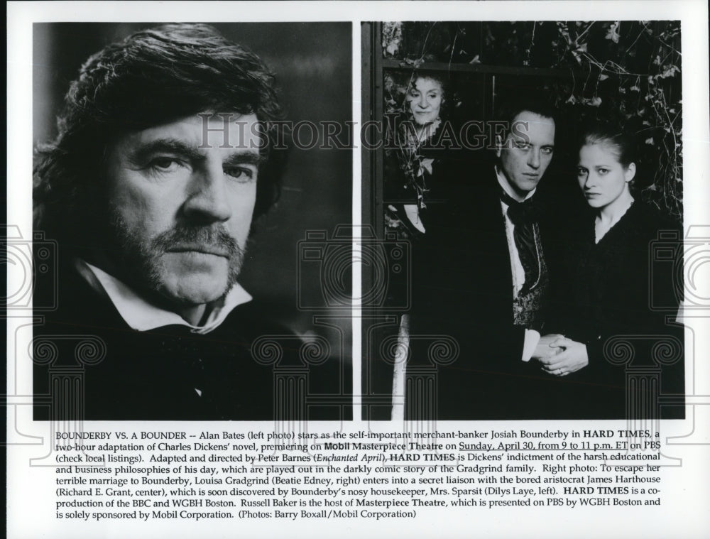 Press Photo Beatie Edney, Richard E Grant & Dilys Laye in Hard Times - Historic Images
