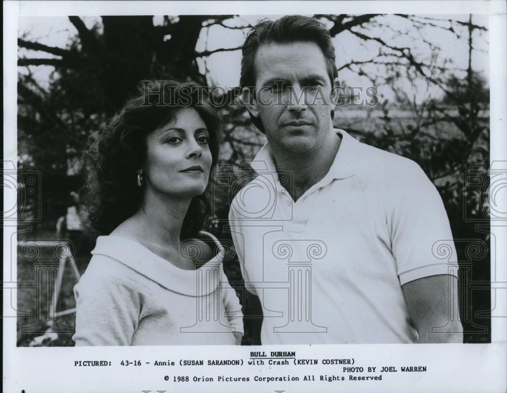 1988 Press Photo Susan Sarandon & Kevin Costner in Bull Durham - Historic Images
