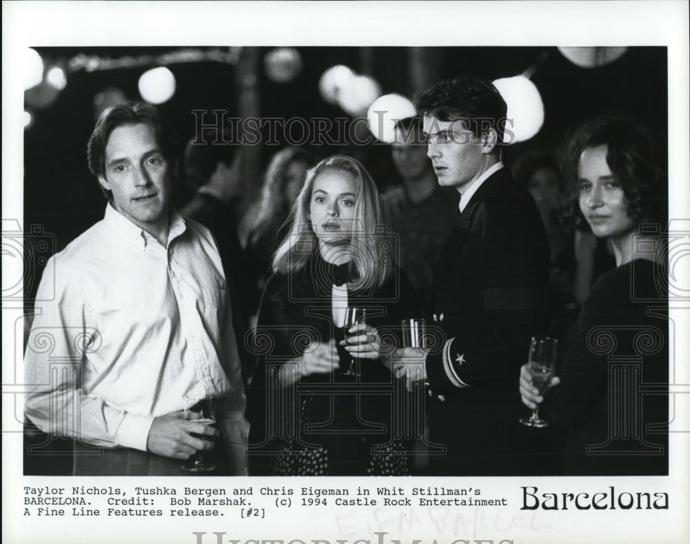 1994 Press Photo Taylor Nichols Tushka Bergen and Chris Eigeman in Barcelona- Historic Images
