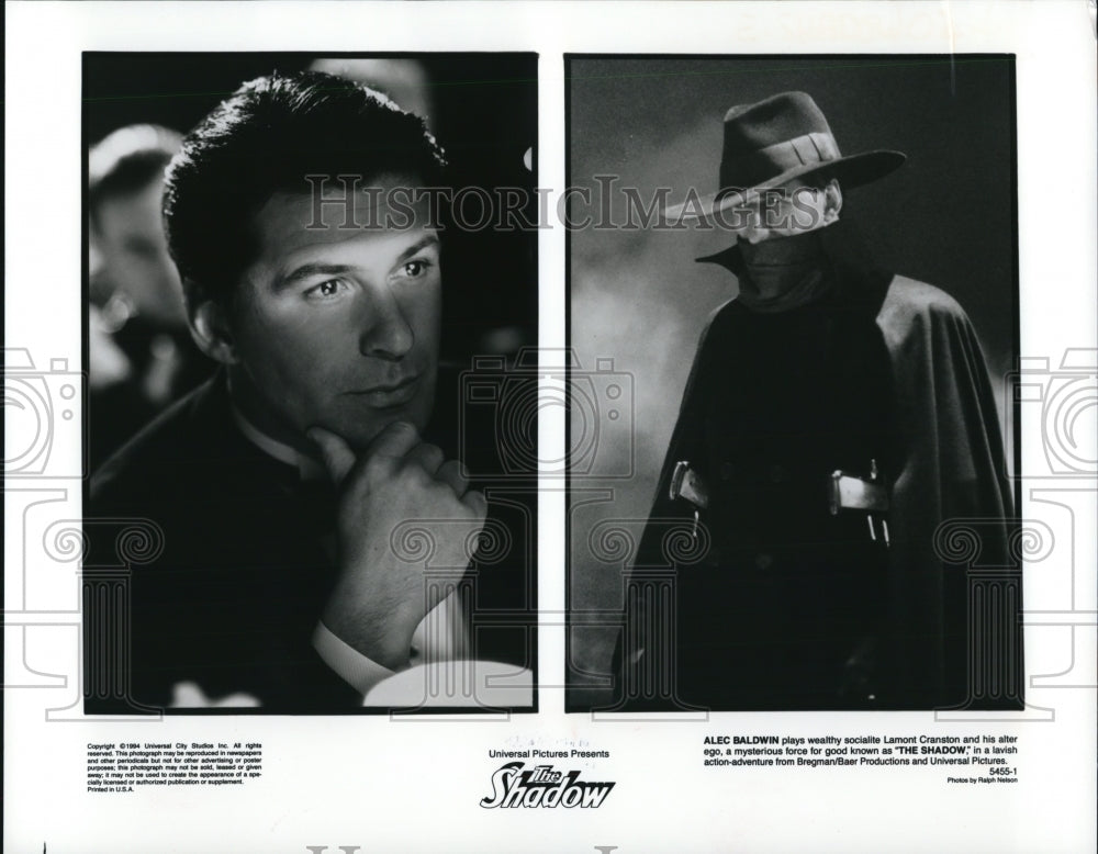 1994 Press Photo Alec Baldwin stars as Lamont Cranston in The Shadow - Historic Images