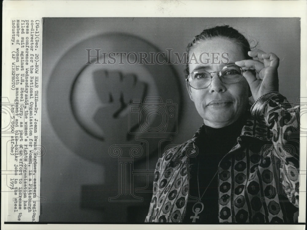 1973 Press Photo Dr. Joann Evans Gardner National Organization for Women Rights - Historic Images