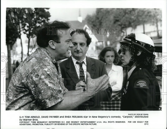 1996 Press Photo Tom Arnold David Paymer and Rhea Perlman star in Carpool- Historic Images