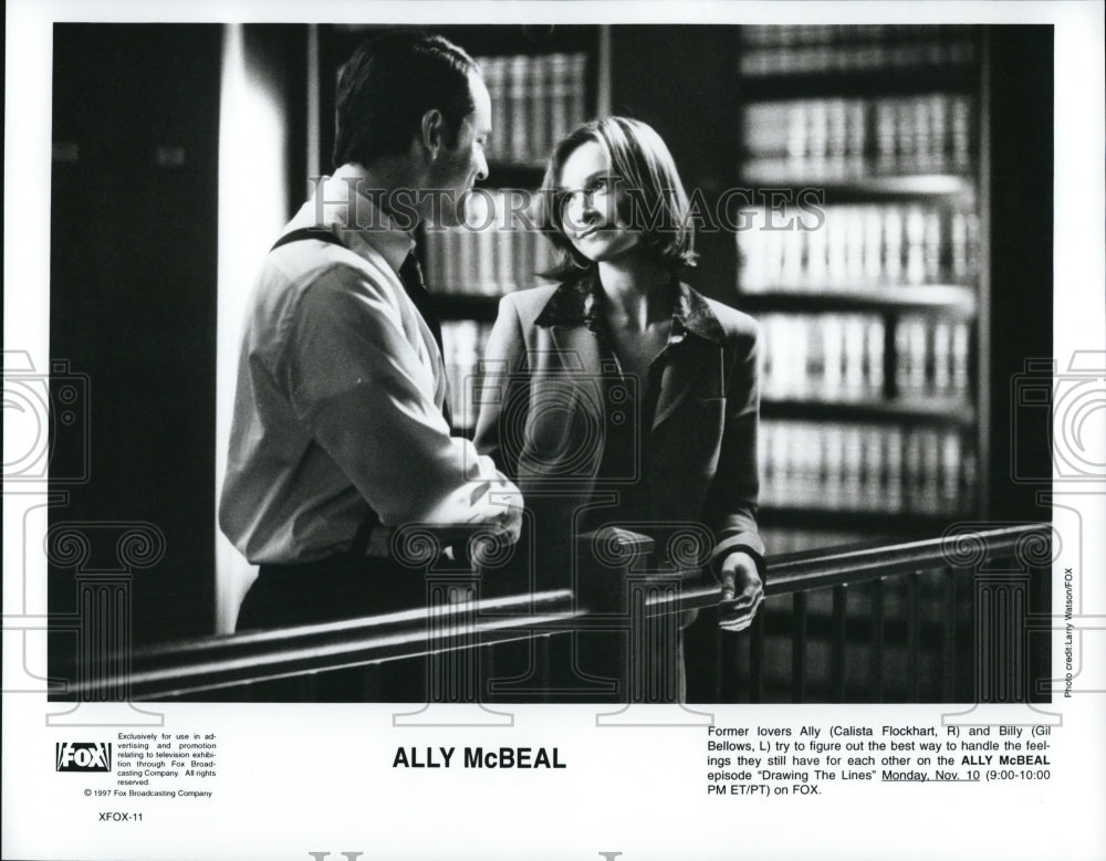 1997, Calista Flockhart &amp; Gil Bellows in Ally McBeal - cvp66102 - Historic Images