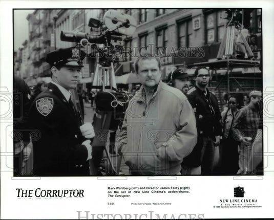 1999, Mark Wahlberg and director James Foley on Set of The Corruptor - Historic Images