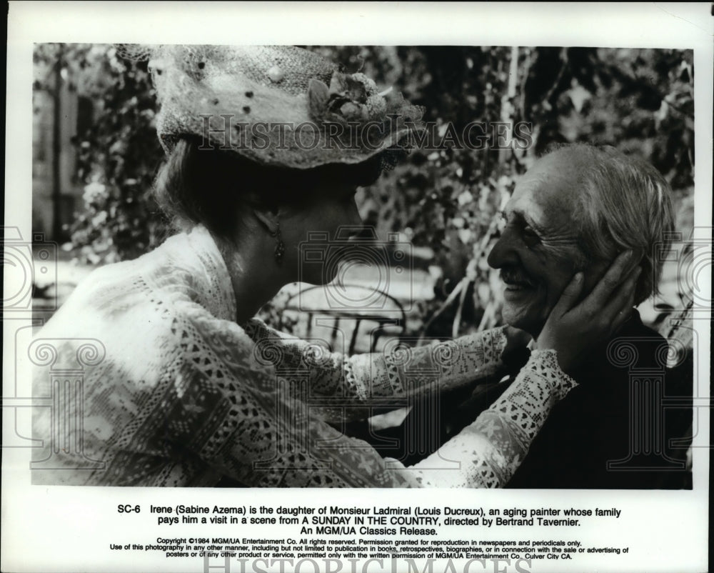 1984 Press Photo Sabine Azema &amp; Louis Ducreux in A Sunday In The Country- Historic Images