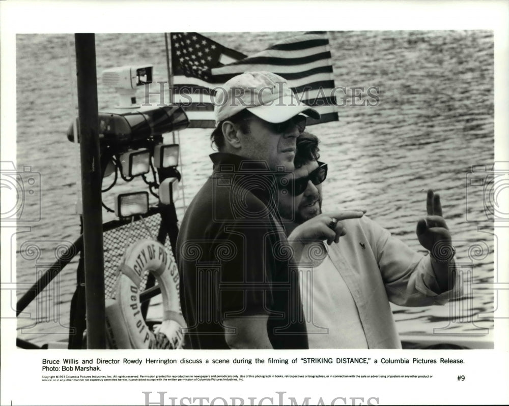 1994, Bruce Willis &amp; Director Rowdy Herrington of Striking Distance - Historic Images