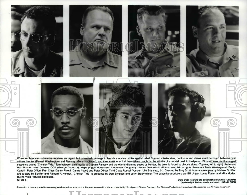 1995, Denzel Washington &amp; Cast of Crimson Tide - cvp67370 - Historic Images