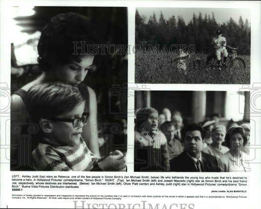 Press Photo Ashley Judd, Ian Michael and Joseph Mazzello in Simon Birch - Historic Images