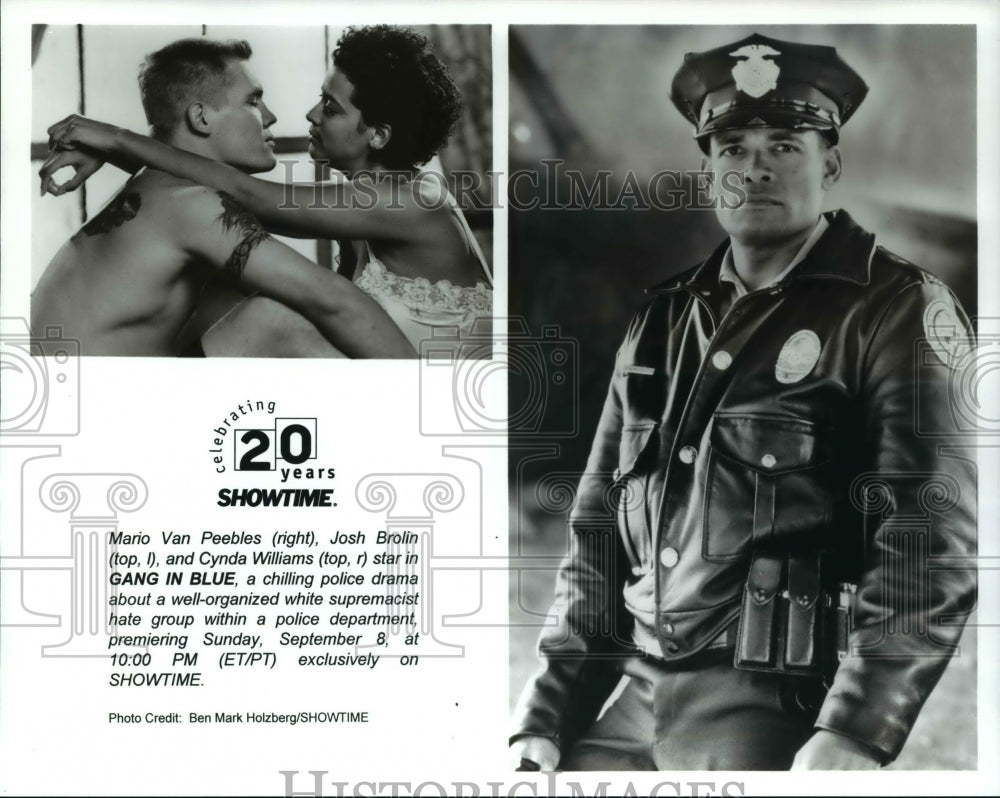 Press Photo Mario Van Peebles, Josh Brolin & Cynda Williams in Gang in Blue - Historic Images
