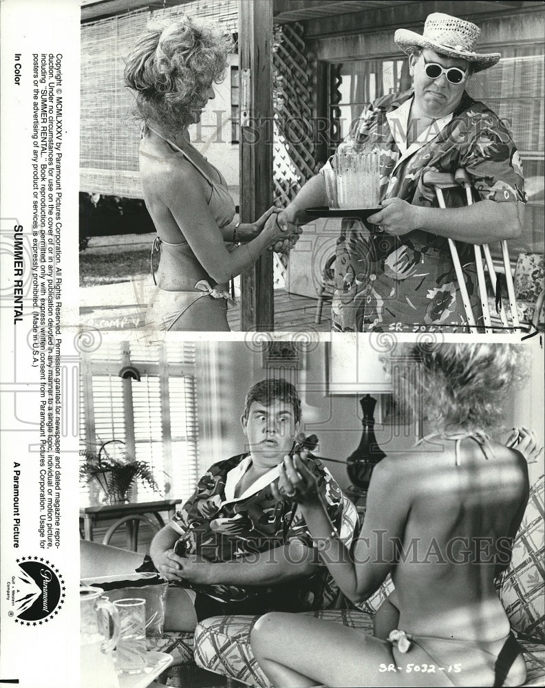 1985 Press Photo John Candy and Karen Austin star in Summer Rental - cvp68004- Historic Images