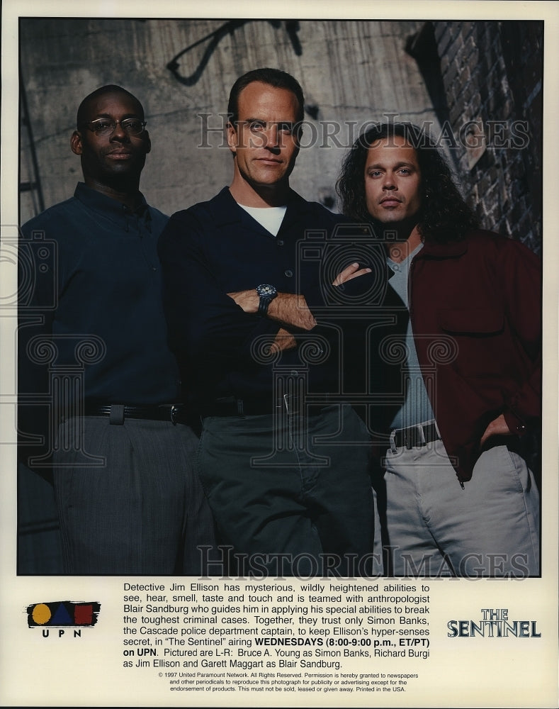 1997, Bruce Young Richard Burgi and Garett Maggart in The Sentinel - Historic Images