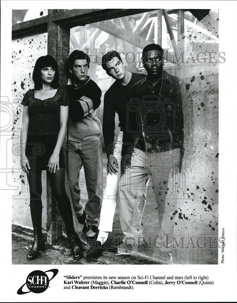 Press Photo Kari Wuhrer Charlie O&#39;Connell Jerry O&#39;Connell and Cleavant Derricks- Historic Images