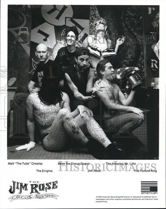 1994 Press Photo Matt Crowley Bebe Mr. Litto Jim Rose Circus Sideshow band - Historic Images