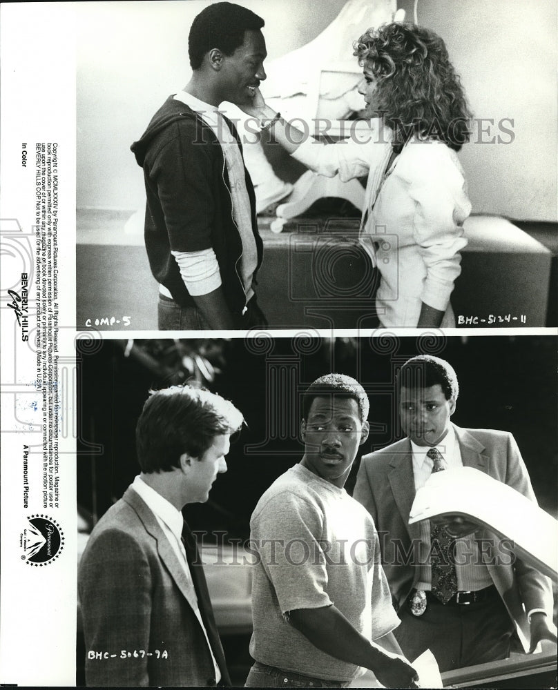 1986, Eddie Murphy Lisa Eilbacher Gilbert Hill in Beverly Hills Cop - Historic Images