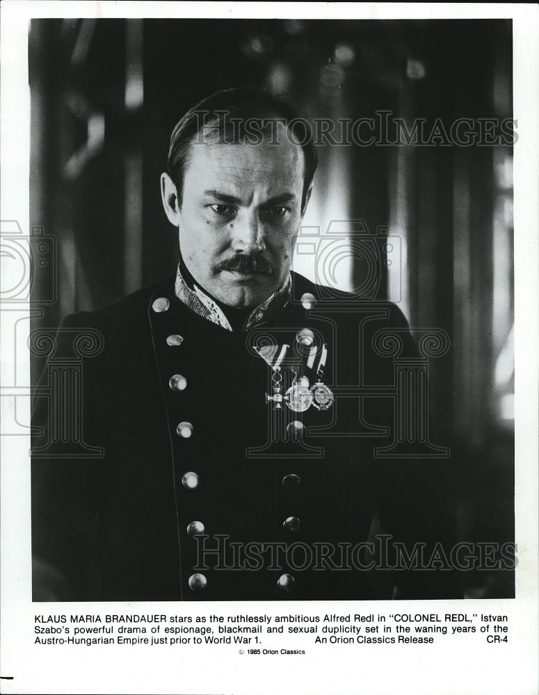1985 Press Photo Klaus Maria Brandauer in Colonel Redl - cvp68589- Historic Images