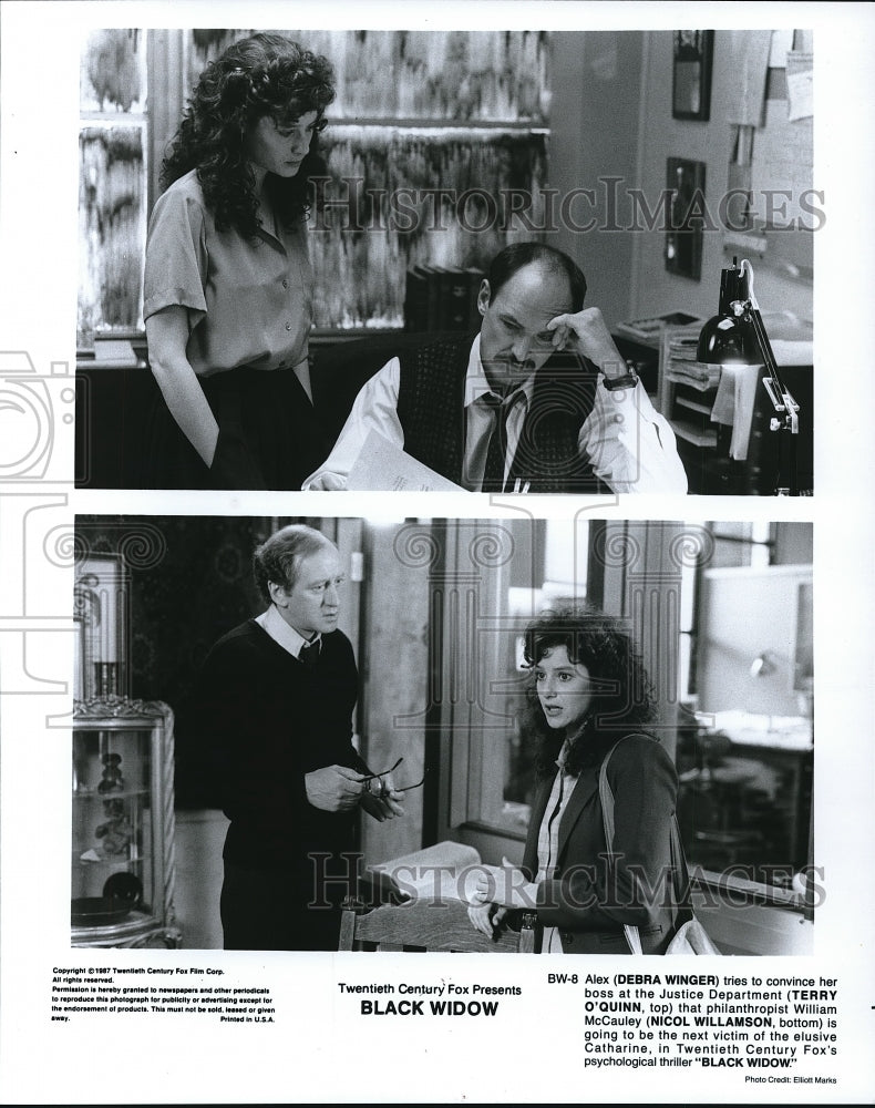 1987 Press Photo Debra Winger Terry O'Quinn in Black Widow - cvp68841 - Historic Images