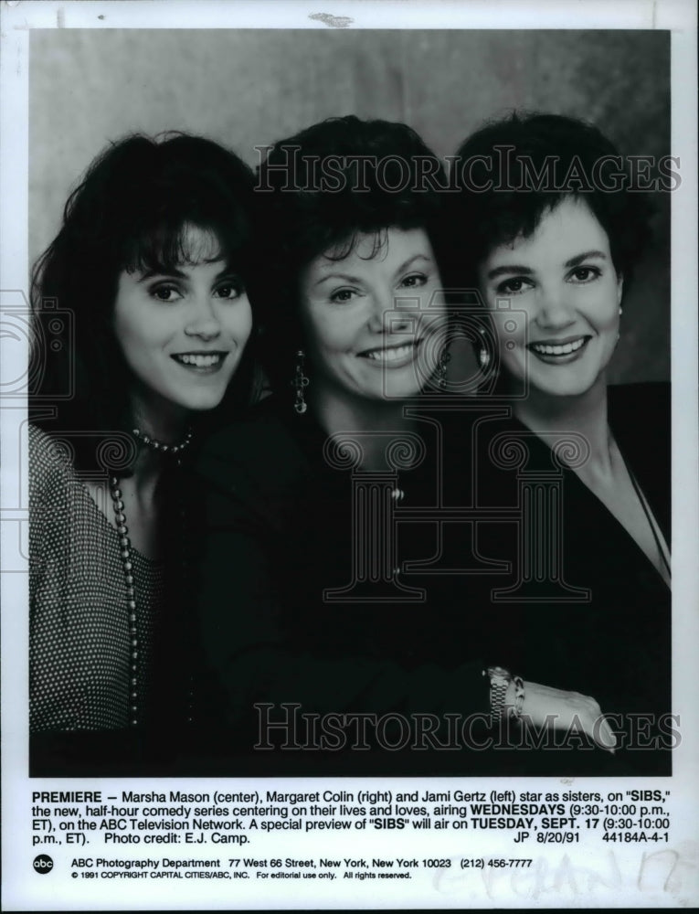 1991 Press Photo Marsha Mason, Margaret Colin &amp; Jami Gertz in Sibs - cvp69270 - Historic Images