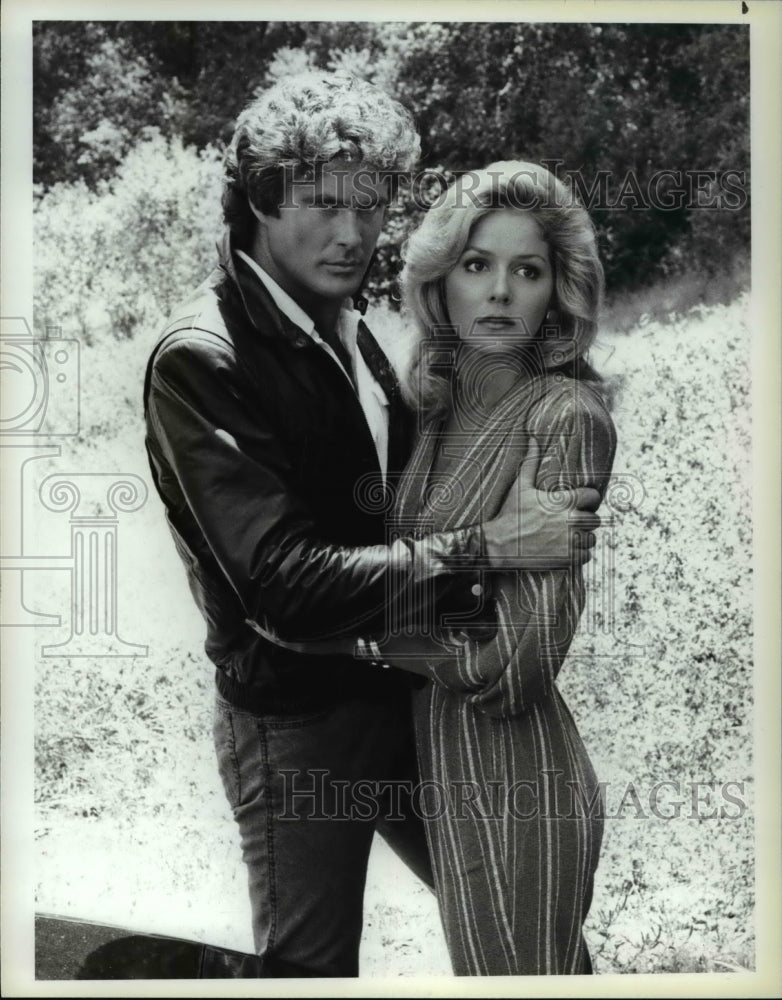 1985 Press Photo Kitty Moffat &amp; David Hasselhoff in Knight Rider - cvp69468- Historic Images