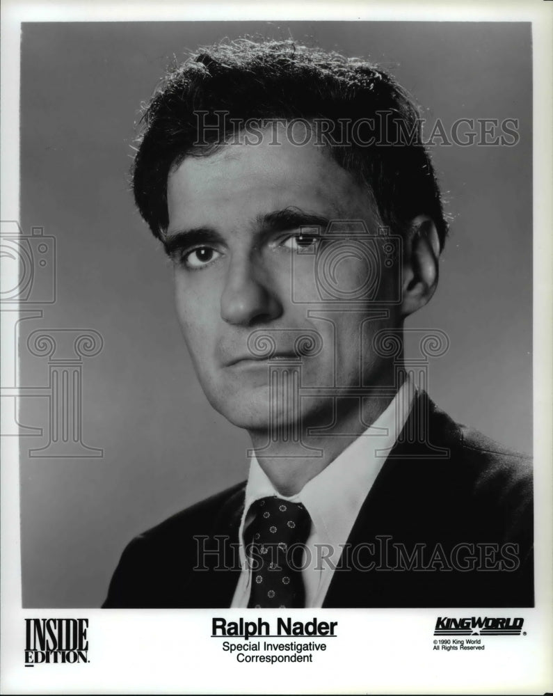 1990 Press Photo Ralph Nader Inside Edition Correspondent - Historic Images