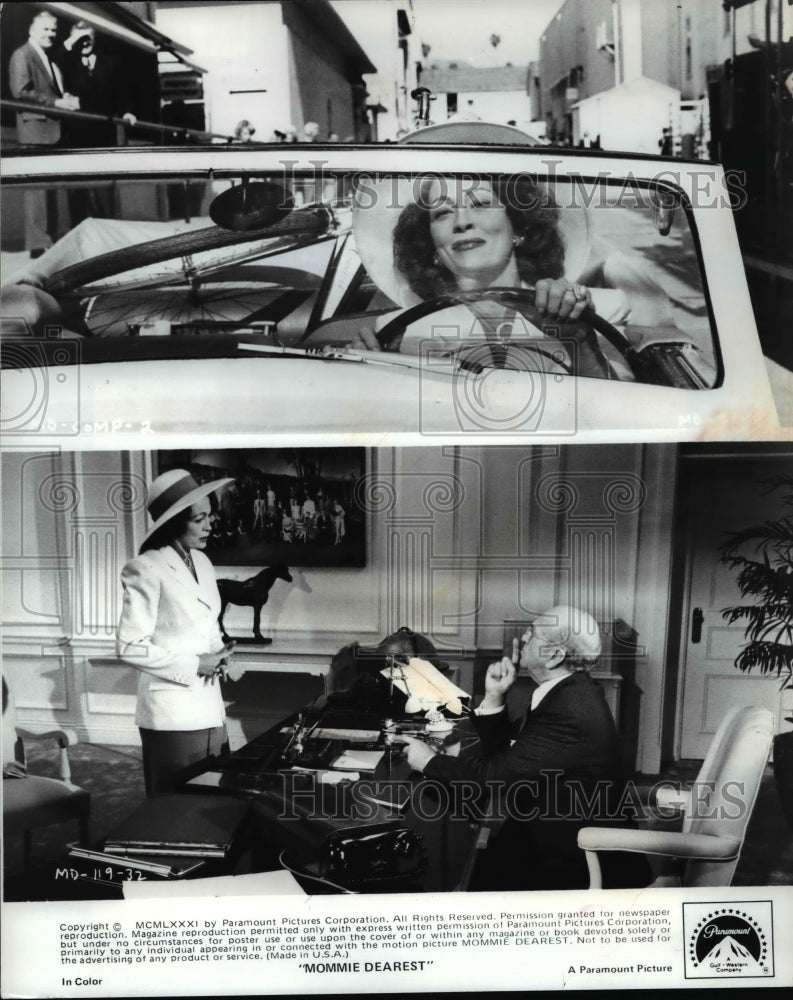 1981 Press Photo Faye Dunaway and Howard Da Silva star in Mommie Dearest - Historic Images