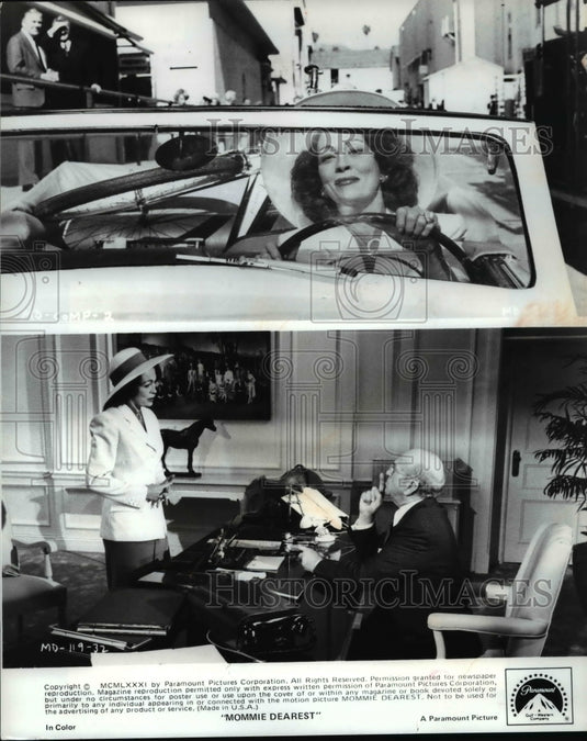 1981 Press Photo Faye Dunaway and Howard Da Silva star in Mommie Dearest - Historic Images