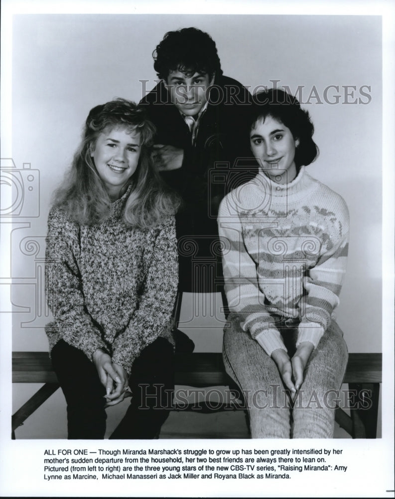 1988 Press Photo Amy Lynne, Michael Manasseri & Royana Black in Raising Miranda- Historic Images