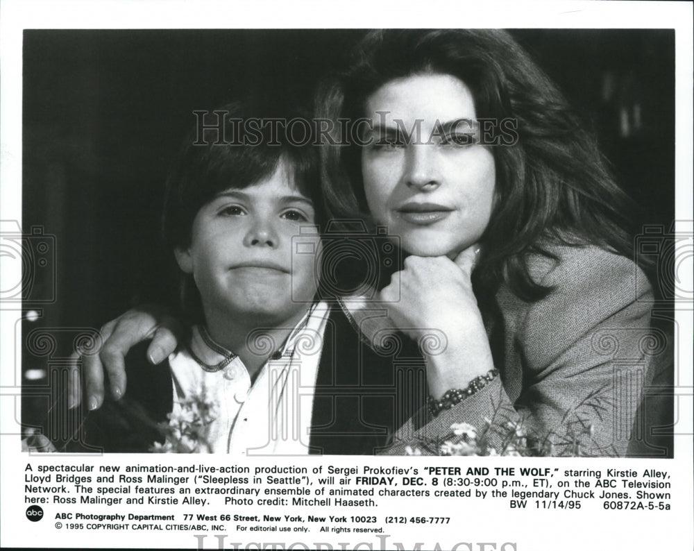 1995 Press Photo Ross Malinger & Kirstie Alley in Peter & The Wolf - cvp73186 - Historic Images