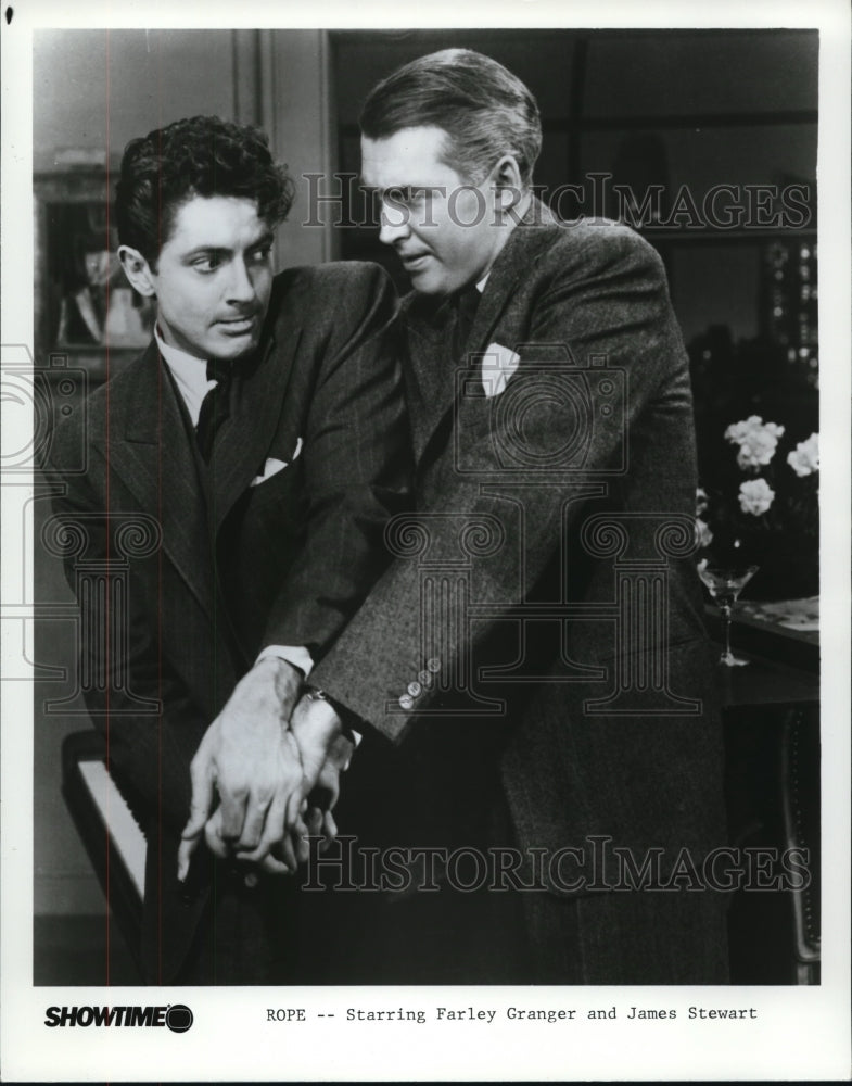 1986 Press Photo Farley Granger, James Stewart in Rope - Historic Images