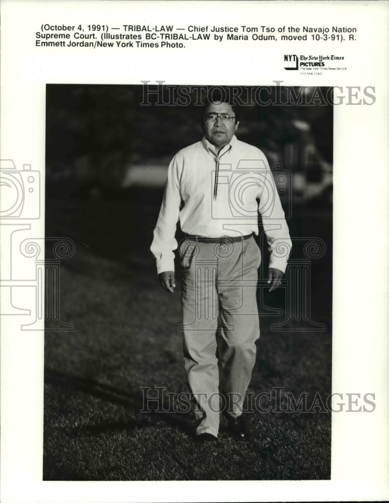 1991 Press Photo Chief Justice Tom Tso of Navajo Nation Supreme Court - Historic Images