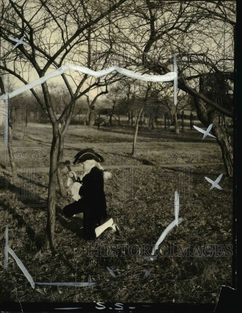 1928, Scene from Washington Legion of The Cherry Tree Being Cut Down - Historic Images