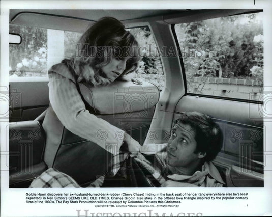 1980 Press Photo Goldie Hawn & Chevy Chase in Seems Like Old Times - Historic Images