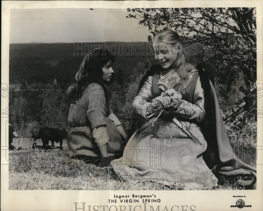 1961 Press Photo Gunnel Lindblom & Birgitta Pettersson in The Virgin Spring - Historic Images