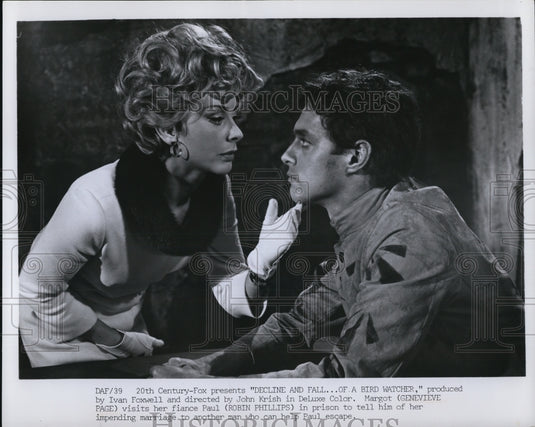1969 Press Photo Genevieve Page & Robin Phillips in Decline & Fall of A Bird Wat-Historic Images
