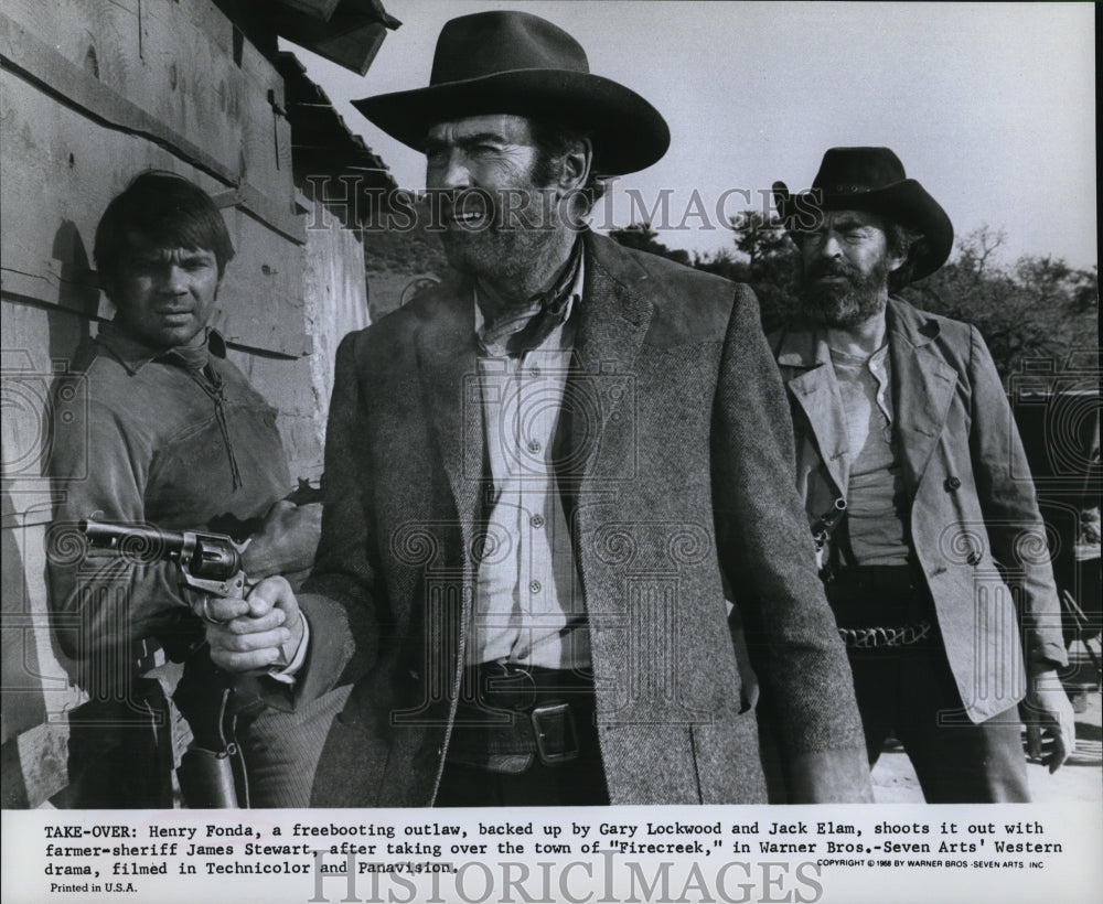 1968 Press Photo Henry Fondam Gary Lockwood & Jack Elam in Firecreek - cvp78747 - Historic Images