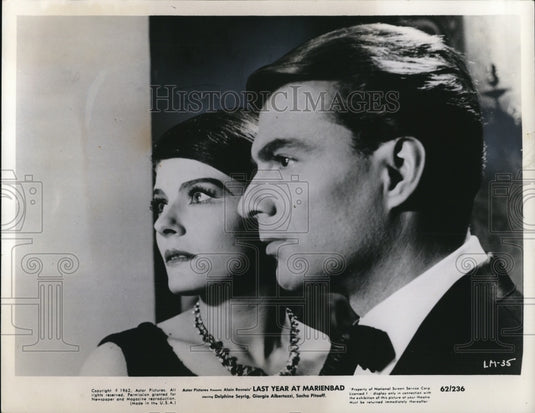 1962 Press Photo Delphine Seyrig & Giorgio Albertazzi in Last Year At Mareinbad - Historic Images