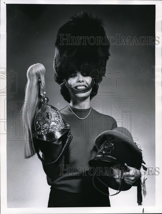 1961 Press Photo Kathleen Weiss models some British Hats - Historic Images