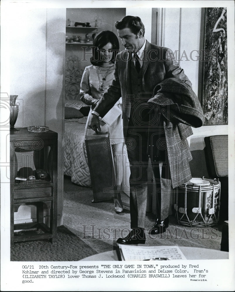 1970 Press Photo Elizabeth Taylor & Charles Braswell in The Only Game in Town-Historic Images