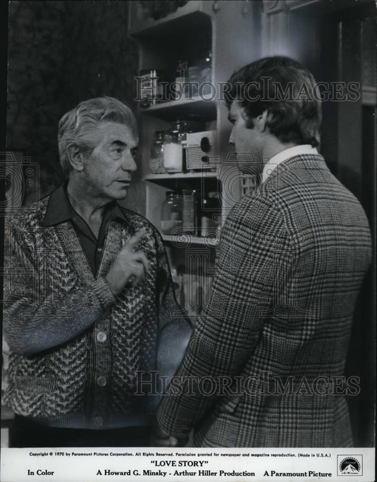 1970 Press Photo John Marley and Ryan O'Neal in Love Story - Historic Images