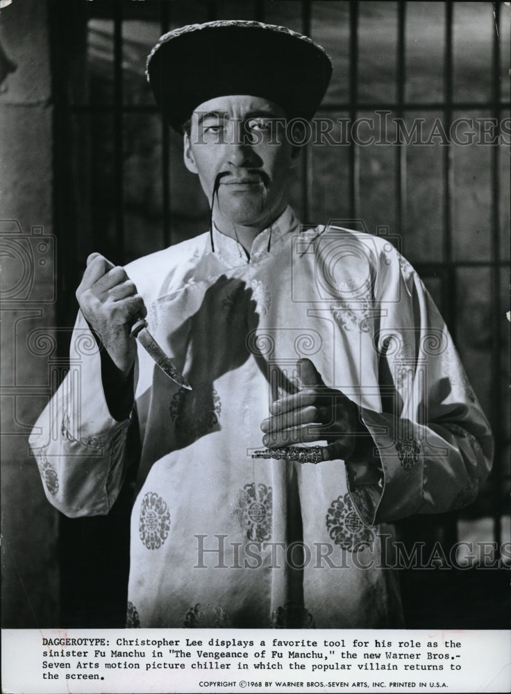 1968 Press Photo Christopher Lee in The Vengence of Fu Manchu - Historic Images