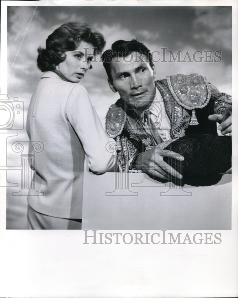 1957 Press Photo Jack Palance and Suzy Parker in The Deth of Manolete - Historic Images