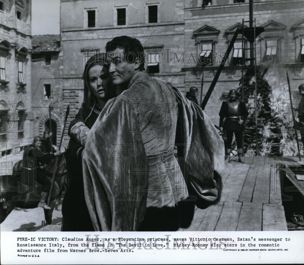 1968 Claudine Auger, Vittorio Gassman in The Devil In Love - Historic Images