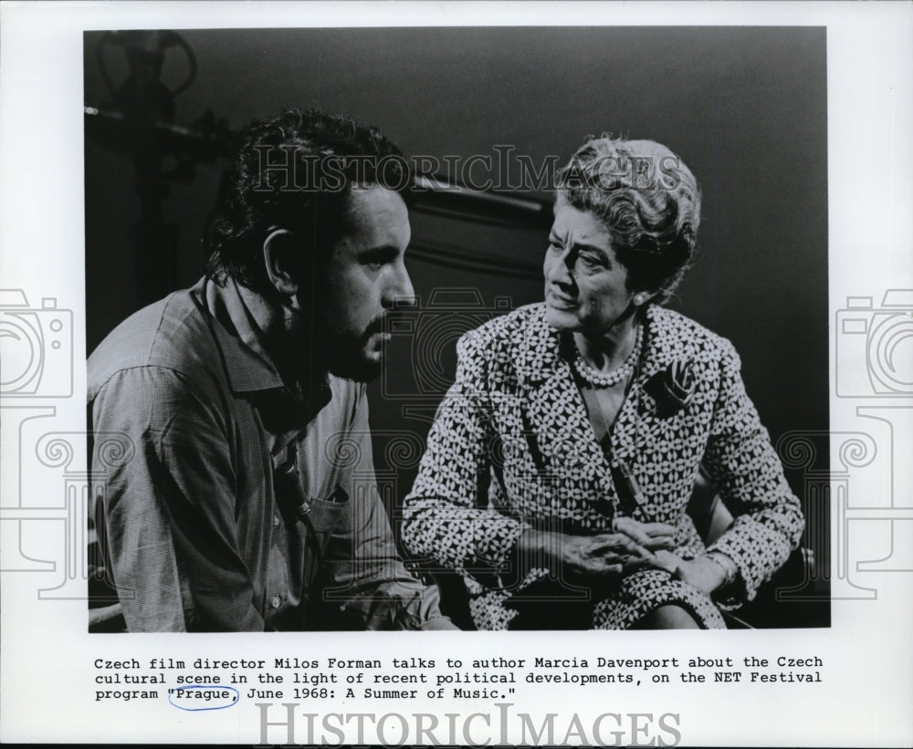 1968 Press Photo Milos Forman and Marcia Davenport in Prague, June 1968: A - Historic Images