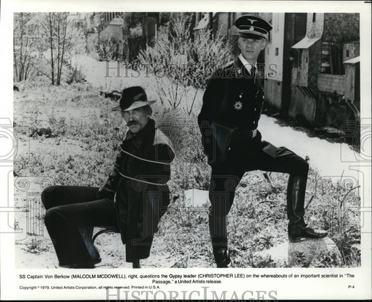 1979 Press Photo Malcolm McDowell & Christopher Lee in The Passage - Historic Images